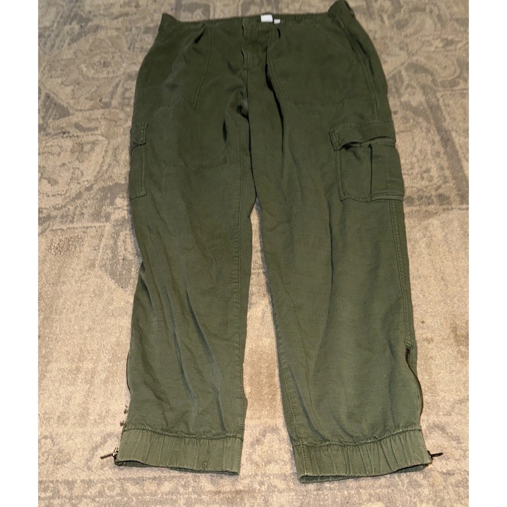 GAP Womens Pants Size 18 Olive Green Jogger Ankle Zip